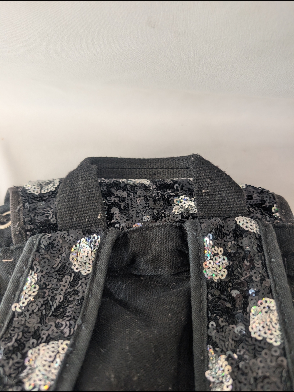 PINK Sequin Polka Dot Backpack in Black & Iridescent - Picture 9 of 11